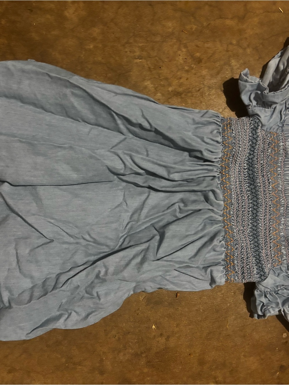 Smocked Light Blue Off-Shoulder Sundress